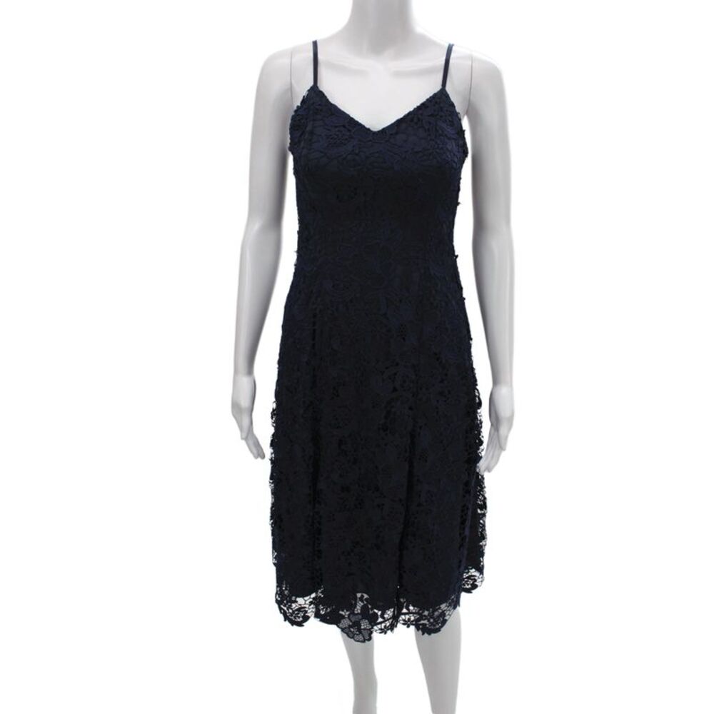 Alice + Olivia Womens Blue Floral V-Neck Sleeveless Sheath Midi Dress Size 2